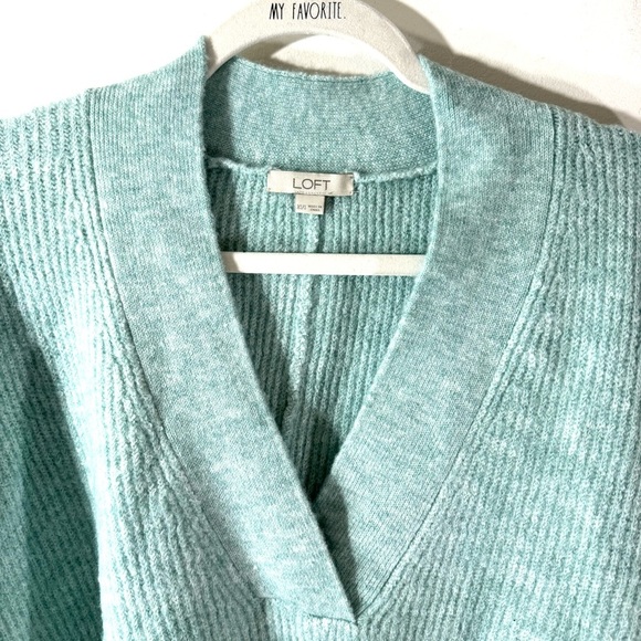 LOFT ribbed knit cozy sweater poncho pale green - Picture 4 of 8